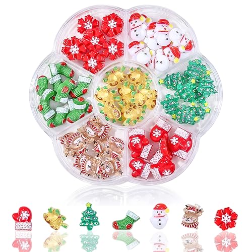 3D Weihnachts Nail Art Charms, Weihnachten Nageldekorationen Set mit Weihnachtsbaum, Sternen, Schneemännern & Schneeflocken, Pailletten & Glitzer für festliche Nagelkunst (Rot Weihnachten A) von MrCuvaryas