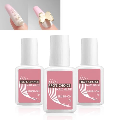 MrCuvaryas 3 Stück Nagelkleber für Kunstnägel Extra Stark (7ml) Pinsel On Nagelkleber Für Tips, Press On Nails＆ Acrylnägel Gel Nägel Nail Glue Kiss Nägel, Kleber für Nägel Fake Nails, für Haus/Salon von MrCuvaryas