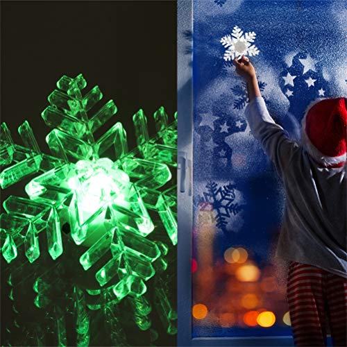 Mrisata 5 Stück Schneeflocken-Fensterlichter mit Saugnapf, Bunte LED-Schneeflocken-Lichter Weihnachtsfeier, Fenster- und Wanddekoration (Bunt) von Mrisata