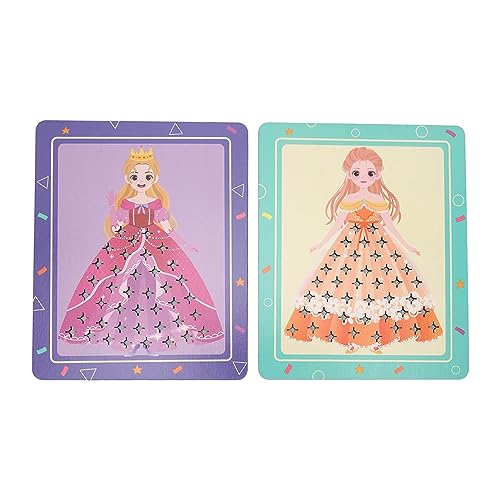 Mrisata DIY Stochern Prinzessin Kleid Handwerk Kit Feinmotorik 3D Malerei Spielzeug Set Pappel Sperrholz Material (Lila) von Mrisata