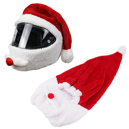 Mrisata Weihnachts-Helmüberzug, Personalisierter Vollhelm-Überzug, Lustiger Vollgesichts-Motorrad-Helmüberzug, Motorrad-Helmüberzug, Weihnachtsmann-Mütze, Motorrad-Kopfhülle, Helmüberzug von Mrisata