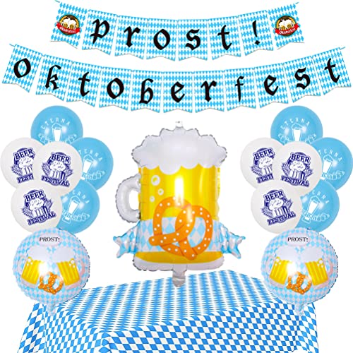 Oktoberfest-Luftballon-Dekorationsset, Oktoberfest-Party, Bayern-Dekoration, Banner-Luftballons, Hängedekoration für Bayerische Flagge, Banner-Luftballons, Bierfest, (C) von Mrisata