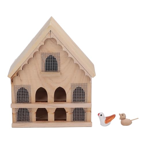 Puppenhaus-Vogelhaus aus Holz Im Maßstab 1:12 mit 2 Vögeln und 1 Aufkleber, Mini-Haus-Dekoration, Ornament, Puppenhaus-Vogelhaus Im Maßstab 1:12, Miniatur-Pupp von Mrisata