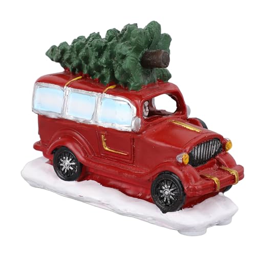 Roter Vintage-LKW-Weihnachtsschmuck – 11 cm – Metall-Weihnachtsbaum-Pickup-Automodell mit Weihnachtsbaum – Bauernhaus-LKW-Tischdekoration/Kaminregal-Deko von Mrisata