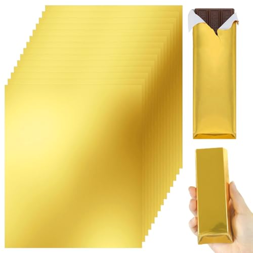 Mrltau 50 Pcs Schokoladen Verpackung für Dubai Schokolade, 19 × 16 cm, Schokoladenpapier Zum Einpacken Dubai, Schokoladenpapier, Alufolie Gold für Verpackung Schokoladentafel von Mrltau