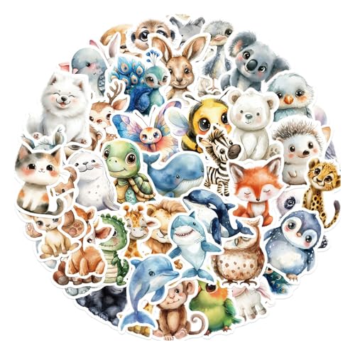 Mrltau 50 Pcs Wasserfeste Kindle Sticker Tiere, Sticker Kinder, Aufkleber Kinder, Laptop Sticker Set, Stickers for Kids, Sticker Kindle Hülle, Cute Sticker, Book Sticker, Kofferaufkleber von Mrltau