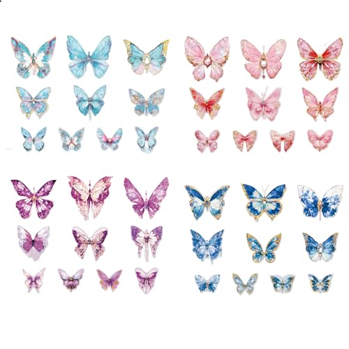 Mrltau 80 pcs Schmetterling Aufkleber, Schmetterlinge Deko, Kinder Glitzer Sticker set, wasserfeste Aufkleber set, Sticker Mädchen, Glitzer Aufkleber für DIY Dekoration von Mrltau