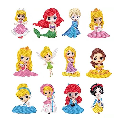 MsTeco Diamond Painting Kinder, 12 Stück Cartoon Diamantmalerei DIY Diamant Aufkleber Kit 5D Diamond Painting Sticker für Kinder und Erwachsene Anfänger, Geburtstags Geschenk für Jungen Mädchen von MsTeco