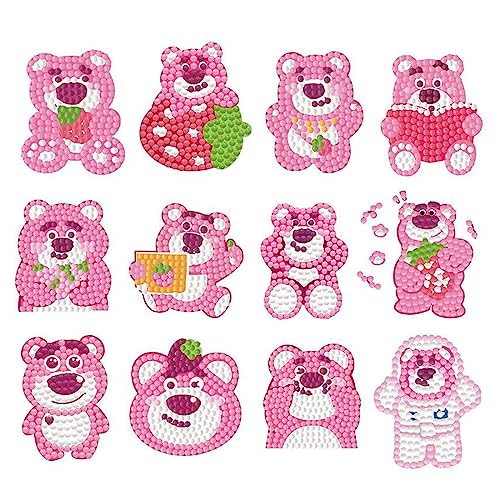 MsTeco Diamond Painting Kinder, 12 Stück DIY Diamant Painting 5D Diamond Painting Sticker Set Diamond Painting Aufkleber für Kinder und Erwachsene Anfänger, Geburtstags Geschenk für Jungen Mädchen von MsTeco