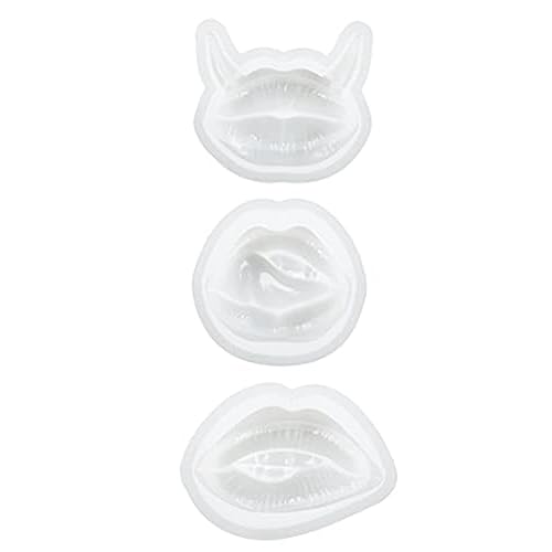 Mskidand 3 x Lippen-Harz-Form, 3D-Handyhalter, Handy-Ständer, Ornament, Silikon, UV-Epoxid-Gussformen, B von Mskidand