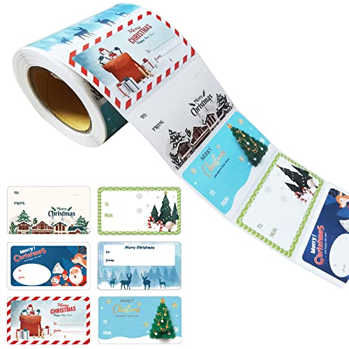 Weihnachtsgeschenketiketten Weihnachten Selbstklebende Geschenketiketten Weihnachts Etiketten Namensschild Weihnachten Namensaufkleber für Geschenktüten Umschläge (6 Muster) (300 Stück) von Mtaajin