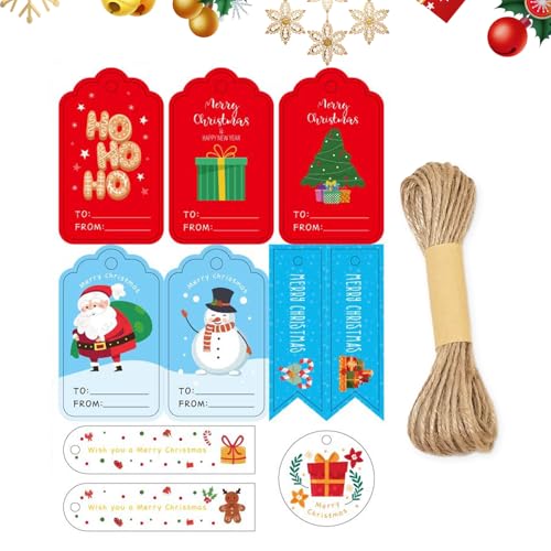 100 Stück Geschenkanhänger für Weihnachten Anhänger Pappe Papieranhänger mit Jute Schnur Bindfaden Weihnachtsanhänger für Geschenk Etiketten Hängende Tags zur Partyzubehör Hochzeit Verpackung Decor von Mtbricey