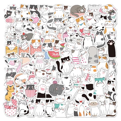 100 Stück Kawaii Tiere Aufkleber Süße Katzen Aufkleber Schöne Wasserdichte Sammelalbum Aufkleber Süßes Cartoon Katzen Wandtattoos Vinyl Dekorative ästhetische Aufkleber für Journal Laptops Phone Book von Mtbricey