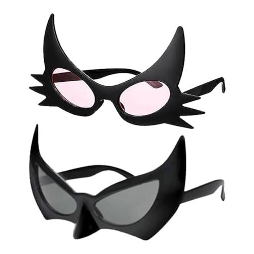 2 Paare Halloween Party Brille Neuheit Party Sonnenbrille Schwarze Katze Dekorative Partybrille Lustige Brillen für Erwachsene Kinder Brillenrahmen Party Dekoration Kostüm Foto Requisiten Accessoire von Mtbricey