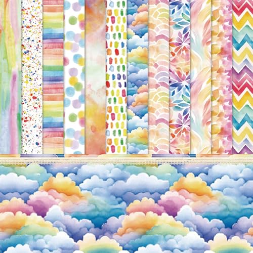 24 Blatt Buntes Muster Scrapbooking Papier 12 Motive Aquarellmotiv Dekorpapier Bastelpapier Block mit Muster 6 "X 6" Decoupage Papier Dekorativ Motivpapier für DIY Kartenherstellung Basteln Zubehör von Mtbricey