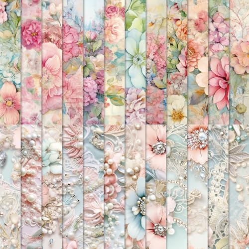 48 Blatt Blumen Muster Scrapbooking Papier 24 Motive Aquarellmotiv Dekorpapier Bastelpapier Block mit Muster 6 "X 6" Decoupage Papier Dekorativ Motivpapier für DIY Kartenherstellung Basteln Zubehör von Mtbricey