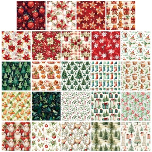 48 Blatt Weihnachts Scrapbooking Papier 24 Motive Weihnachtsmotiv Dekorpapier Bastelpapier Block mit Muster 6 "X 6" Decoupage Papier Vintage Dekorativ Motivpapier für DIY Kartenherstellung Basteln von Mtbricey