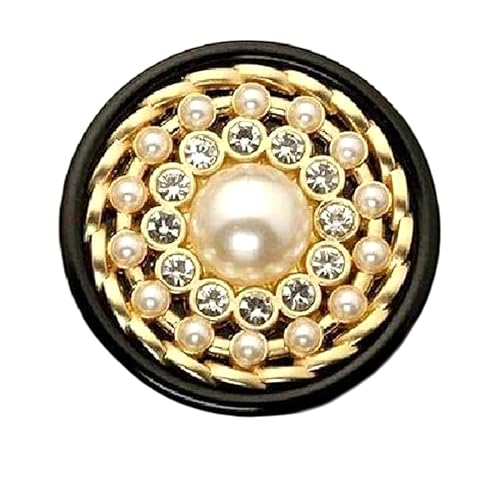 6 Stück 18-25mm luxuriöse Perlen- und Strass-Ösenknöpfe, Farbe 12, 25mm 6 Stück von Mtjujuswo