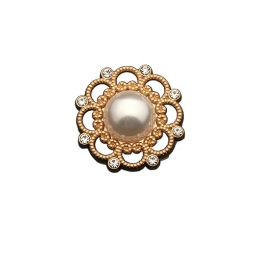 6 Stück 25mm luxuriöse goldfarbene Perlen-Blumen-Metallknöpfe zum Nähen und Basteln, Farbe 19, 22mm 6 Stück von Mtjujuswo