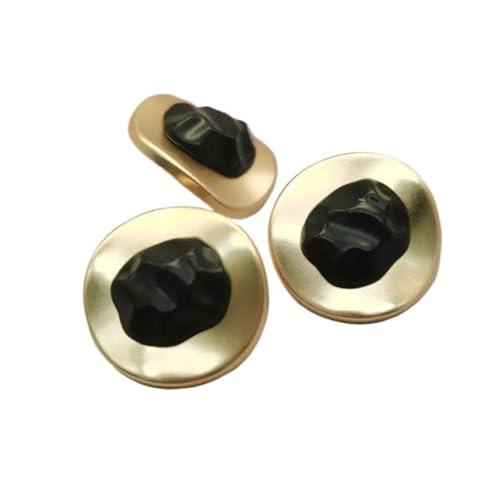 6 Stück schwarze unregelmäßige Metallknöpfe für Kleidungsdesigner, handgefertigtes Nähen, Knopfzubehör, dekorative Mantelschnalle, DIY, Gold, 18mm 6 Stück von Mtjujuswo