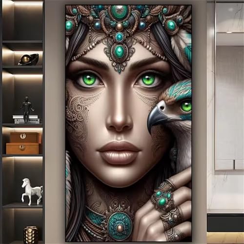 Diamond Painting Erwachsene Set Großes XXL 30x70cm Frau Diamond Painting Kits,5D Porträt Diamant Malerei Set,DIY Runde Bohrer Diamant Painting Bilder Arts als Geschenk für Home Wand Décor von Muaor