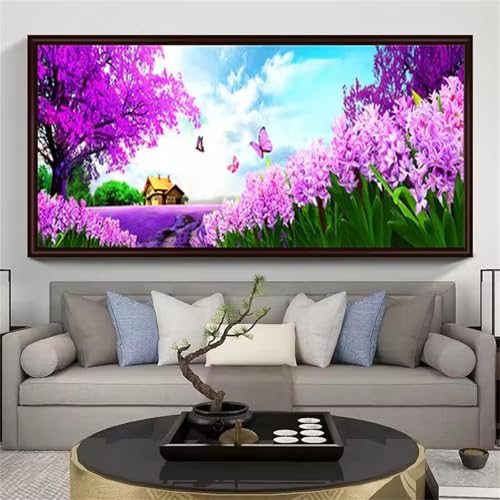 Purple Flower Diamond Art Kits for Adults-Tree Painting by Numbers Diamond Painting Kit for Kids Beginners,DIY Full Square Drill Diamond Painting Art and Crafts for Home Wall Decor 40x90cm von Muaor