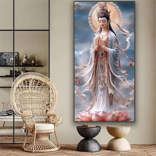 Religion Diamond Art Kits for Adults-Lotus Painting by Numbers Diamond Painting Kit for Kids Beginners,DIY Full Square Drill Diamond Painting Art and Crafts for Home Wall Decor 30x70cm von Muaor