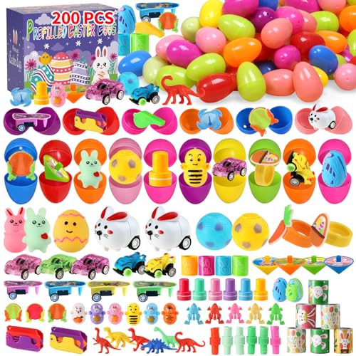 Mubatop 200pcs Bulk Ostereier mit Spielzeug vorgefüllte Ostereier, Ostereierjagd Party Supplies, Basket Stuffers & Klassenzimmer Preise Ostern Spielzeug & Party Favors von Mubatop