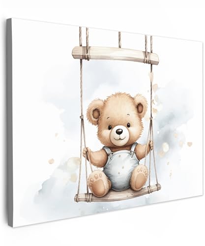 MuchoWow© Leinwand Bilder 40x30 cm Wanddeko Wohnzimmer Aesthetic Room Decor Deko Zimmer Wandbilder Modern Bild auf Leinwand Bär - Baby - Tier - Kinder - Babyzimmer - Kinderzimmer von MuchoWow