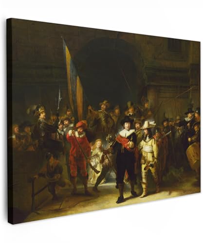 MuchoWow Leinwand Bilder, Einzigartige Wanddeko mit Rahmen, Die Nachtwache - Rembrandt van Rijn, Wandbilder Wohnzimmer, Deko Schlafzimmer 40x30 cm von MuchoWow