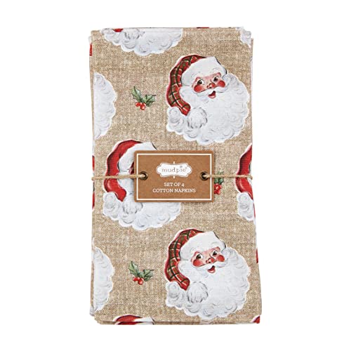 Mud Pie Bedruckte Vintage-Weihnachtsmann-Servietten, 45,7 x 45,7 cm, Braun von Mud Pie