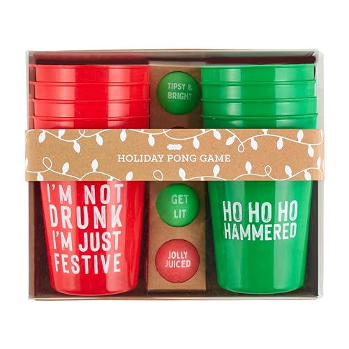 Mud Pie Christmas Beer Pong Geschenkset braun von Mud Pie