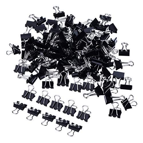 Mini Metal Foldback Klemmer Büroklammern Binder Clips, Schwarz, 2 * 60 Stück (15 mm) von Mudder