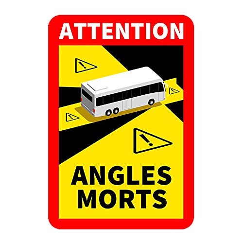 Fahrzeug-Aufkleber - Attention Angle Morts - Frankreich Hinweisschild Angles Morts, für schwere Fahrzeuge LKW oder Bus Warnung vor Totem Winkel (Bus, 1 PC) von Muium(TM)