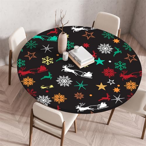 Muiuou Tischdecke Outdoor Rund, Drucken Rund Tischdecken Antifouling Abwaschbar Polyester Tischtuch, Dauerhaft Kratzfest für Wohnzimmer Esszimmer Garten Dekoration (Durchmesser 110cm,Stil 10) von Muiuou