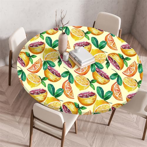 Muiuou Tischdecke Outdoor Rund, Drucken Rund Tischdecken Antifouling Abwaschbar Polyester Tischtuch, Dauerhaft Kratzfest für Wohnzimmer Esszimmer Garten Dekoration (Durchmesser 110cm,Stil 3) von Muiuou