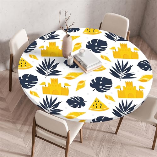 Muiuou Tischdecke Outdoor Rund, Drucken Rund Tischdecken Antifouling Abwaschbar Polyester Tischtuch, Dauerhaft Kratzfest für Wohnzimmer Esszimmer Garten Dekoration (Durchmesser 120cm,Stil 6) von Muiuou