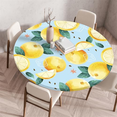 Muiuou Tischdecke Outdoor Rund, Drucken Rund Tischdecken Antifouling Abwaschbar Polyester Tischtuch, Dauerhaft Kratzfest für Wohnzimmer Esszimmer Garten Dekoration (Durchmesser 140cm,Stil 1) von Muiuou