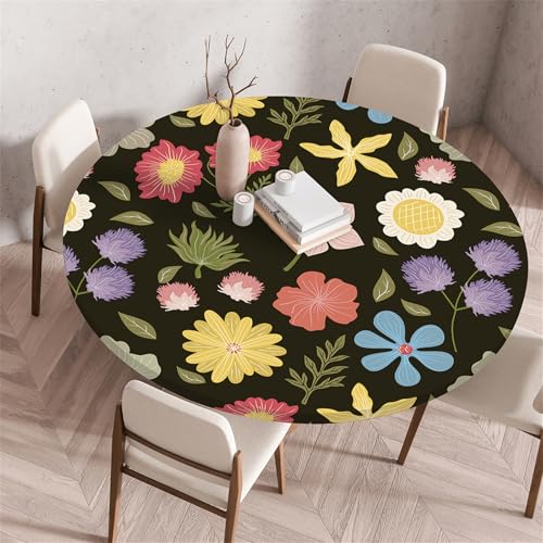 Muiuou Tischdecke Outdoor Rund, Drucken Rund Tischdecken Antifouling Abwaschbar Polyester Tischtuch, Dauerhaft Kratzfest für Wohnzimmer Esszimmer Garten Dekoration (Durchmesser 60cm,Stil 5) von Muiuou