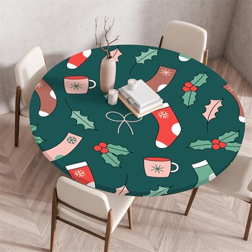 Muiuou Tischdecke Outdoor Rund, Drucken Rund Tischdecken Antifouling Abwaschbar Polyester Tischtuch, Dauerhaft Kratzfest für Wohnzimmer Esszimmer Garten Dekoration (Durchmesser 80cm,Stil 14) von Muiuou