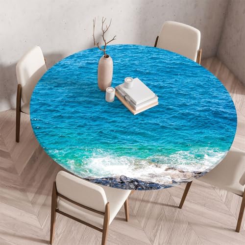 Muiuou Tischdecke Outdoor Rund,Drucken Tischdecke Abwaschbar Antifouling Wasserdicht Dauerhaft Elastisch Rund Tischtuch,für Esstisch,Garten,Küche,Parteien Tischdecken (Durchmesser 70cm,Stil 8) von Muiuou