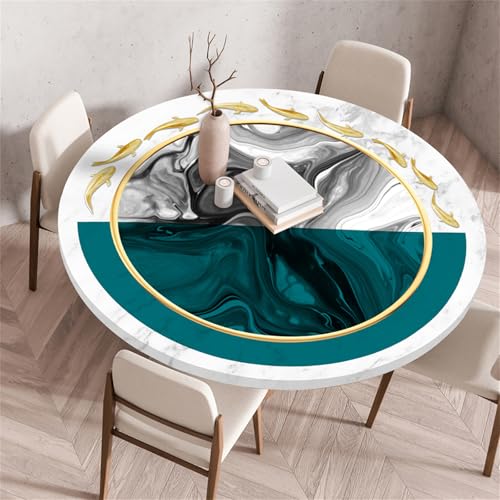 Muiuou Tischdecke Rund, Drucken Rund Tischdecken Abwaschbar Tischtuch aus Polyester Wasserabweisend, Dauerhaft Kratzfest Antifouling für Wohnzimmer Esszimmer Garten (Durchmesser 80cm,Stil 3) von Muiuou