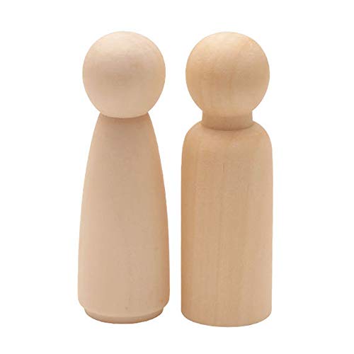 Muka 30 Pcs Unvollendete hölzerne Peg Dolls 3,5 Zoll, große Peg People Blank Puppenkörper für Kunsthandwerk von Muka