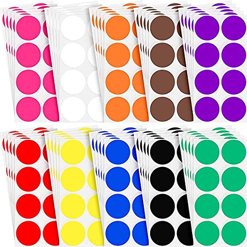 Mukudlt 5,1 cm runde Farbkodierungsaufkleber, 10 verschiedene Farben, Kreise, Punkte-Etiketten, selbstklebend, farbig, einfarbig, 400 Stück von Mukudlt