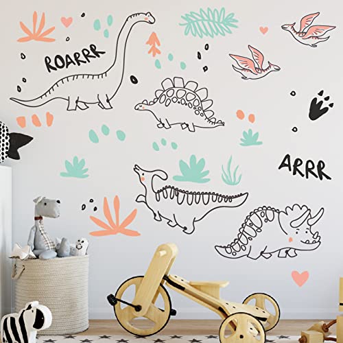 Mulaibdin Wandtattoo Kinderzimmer Junge Dino, Wandtattoo Dinosaurier Kinder, Wandsticker Kinderzimmer Tiere, Wand Deko Kinderzimmer Jungen, Dino Sticker Wand für Baby & Kleinkinderzimmer(Dino A) von Mulaibdin