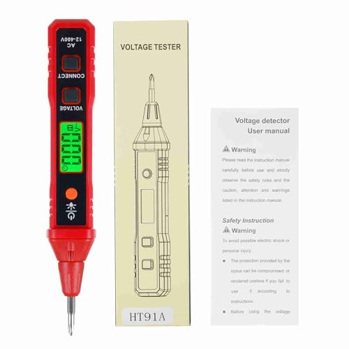 Berührungsloser Wechselspannungstester Digitaler Spannungsdetektor Elektrischer Teststift AC 12-400 V Elektrischer Tester zur Beurteilung stromführender/nulldrähtiger Leitungen von Mulcort