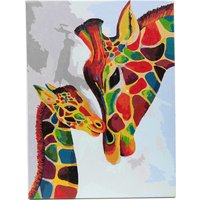 Malen nach Zahlen auf Keilrahmen, 30 x 40 cm - Colourful Giraffes von Multi