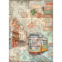 Motiv-Strohseide "Art of Travelling" - Tram von Stamperia