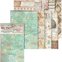 Motiv-Strohseide Backgrounds "Brocante Antiques" von Multi