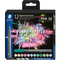 STAEDTLER Pigment brush pen, 12er-Set - Pastel Colours von Staedtler